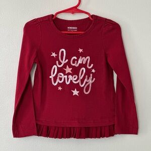 Wonderkids Red Long Sleeve Tee with Script Design